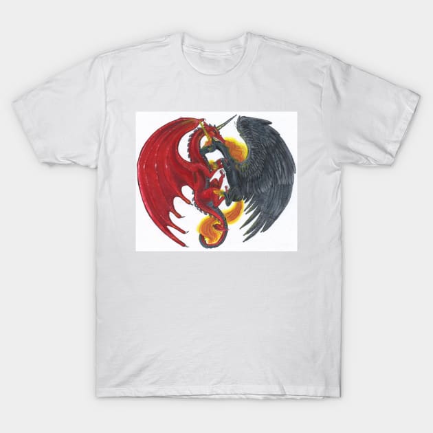 Unicorn and Dragon T-Shirt by pegacorna